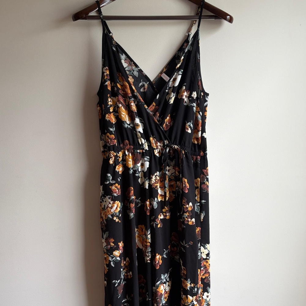 Xhilaration Black Floral Jumpsuit